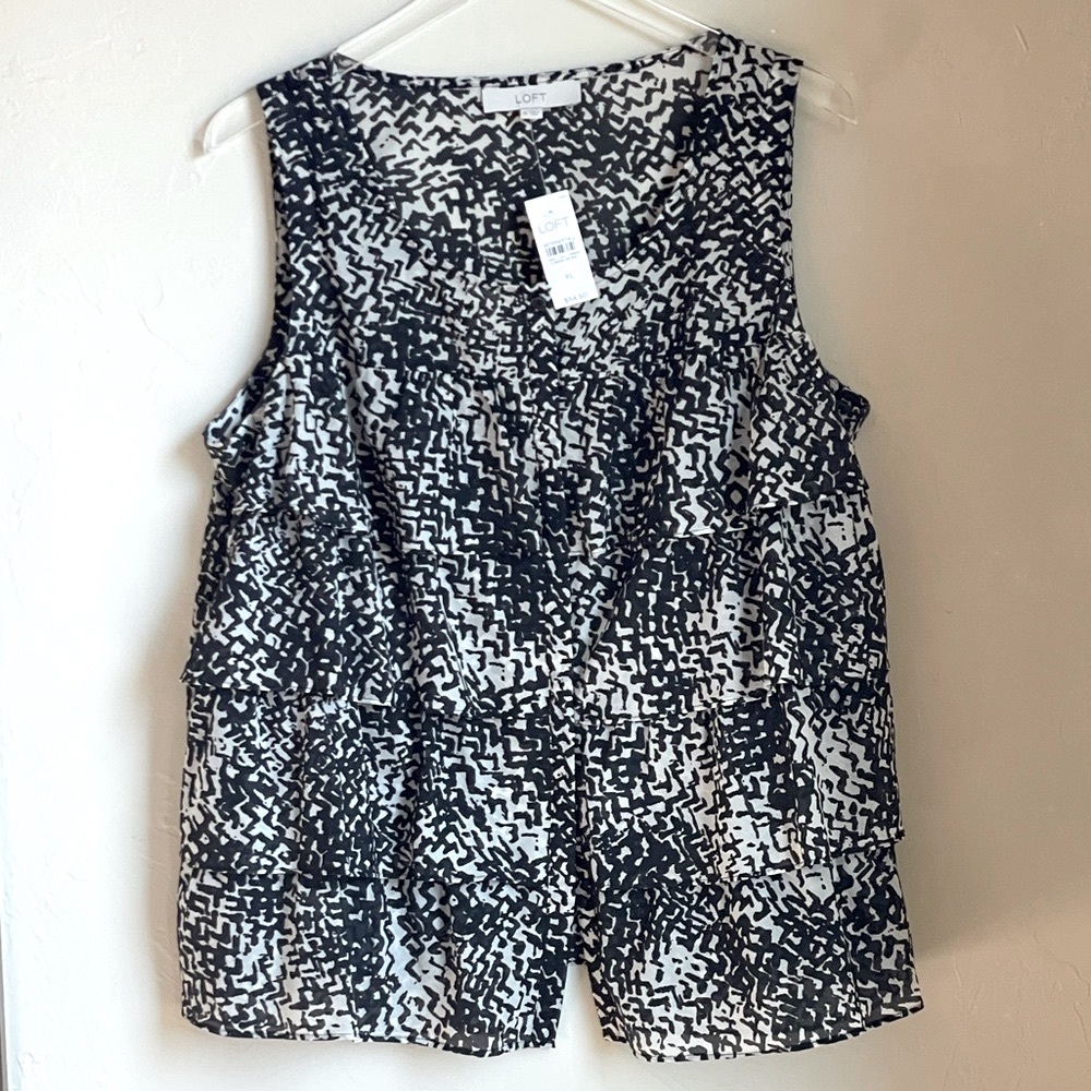 LOFT | Tiered Ruffled Button-front Shell